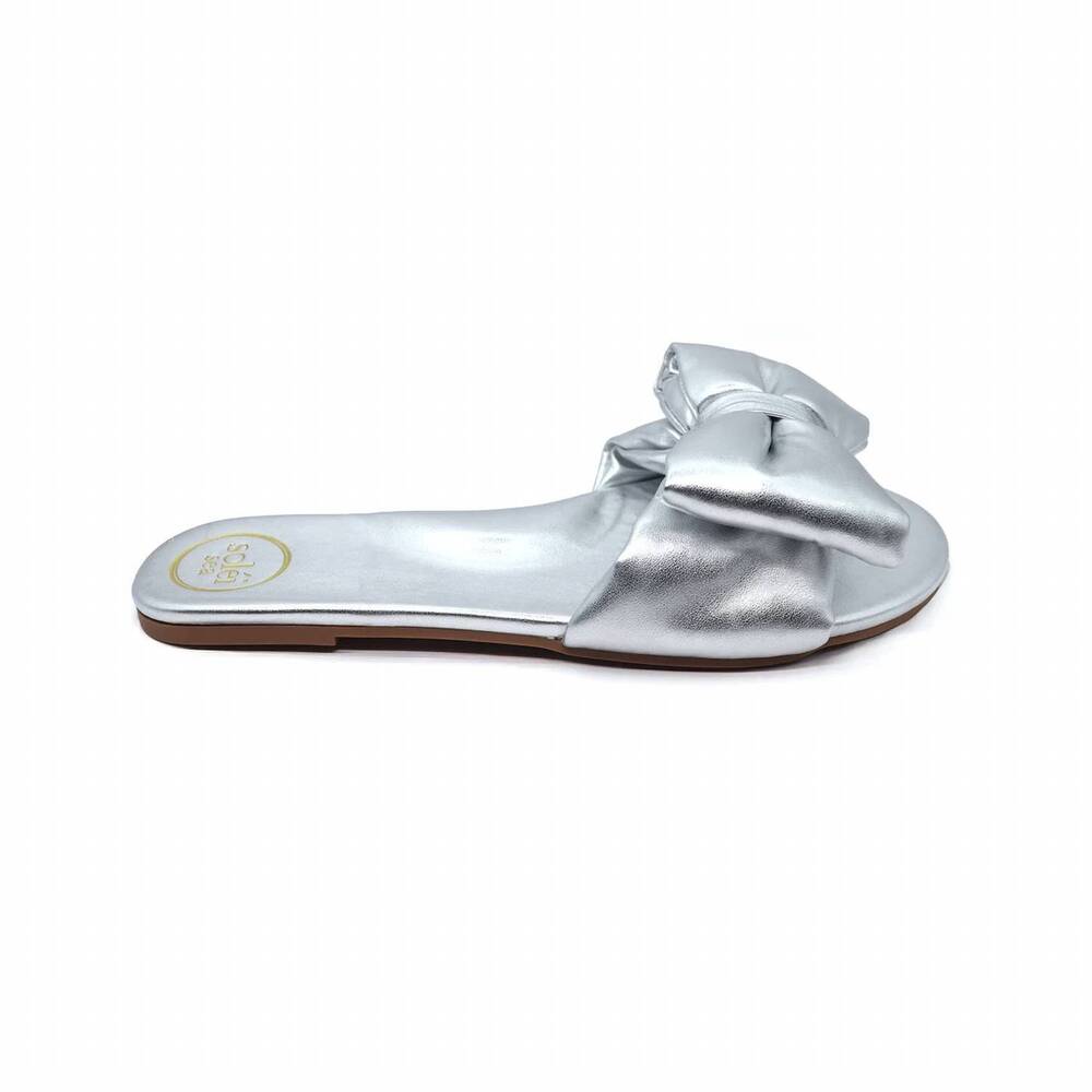 NEW SOLEI SEA women's rafie bow slide sandals in silver